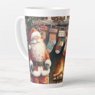 Weihnachts-Weihnachts-Strümpfe am Feuerplatz Milchtasse
