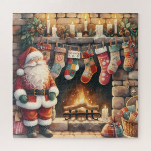 Weihnachts-Weihnachts-Strümpfe am Feuerplatz Puzzle