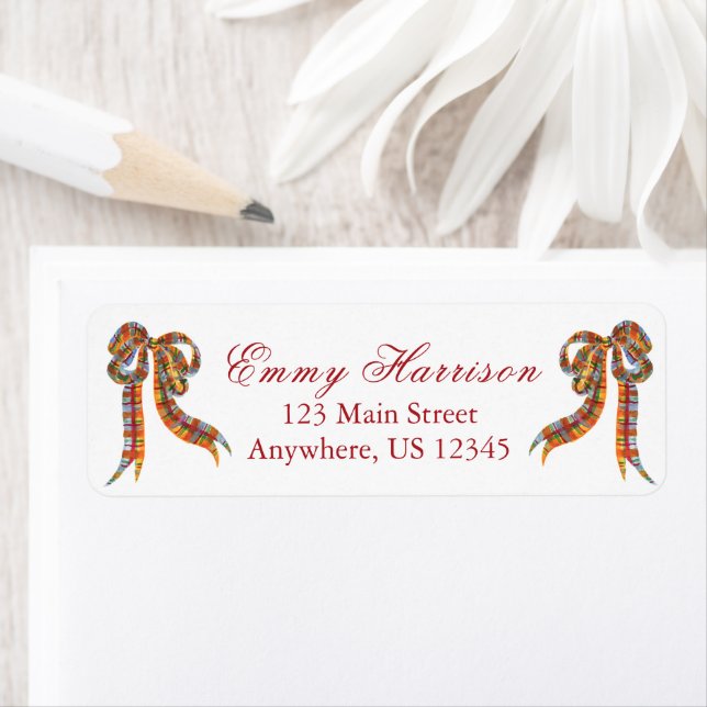 Weihnachts-Weihnachtsanfrage Kariert Bows Adresse (Insitu)