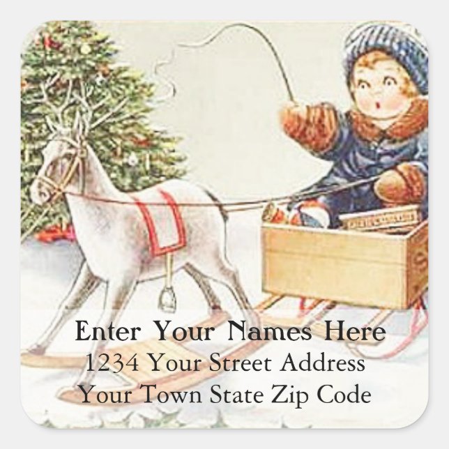 Weihnachts-Weihnachtsanschrift Quadratischer Aufkleber (Vorderseite)