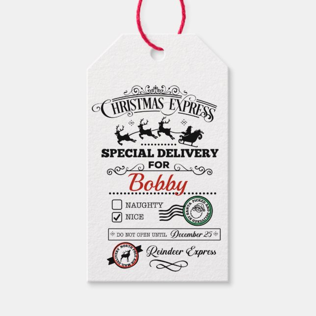 Weihnachts-Weihnachtsauslieferung des Weihnachtsma Geschenkanhänger (Vorderseite)