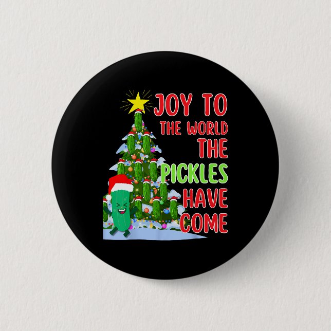 Weihnachts-Weihnachtsbaum Lichter Spaß Pickle Gesc Button (Vorderseite)
