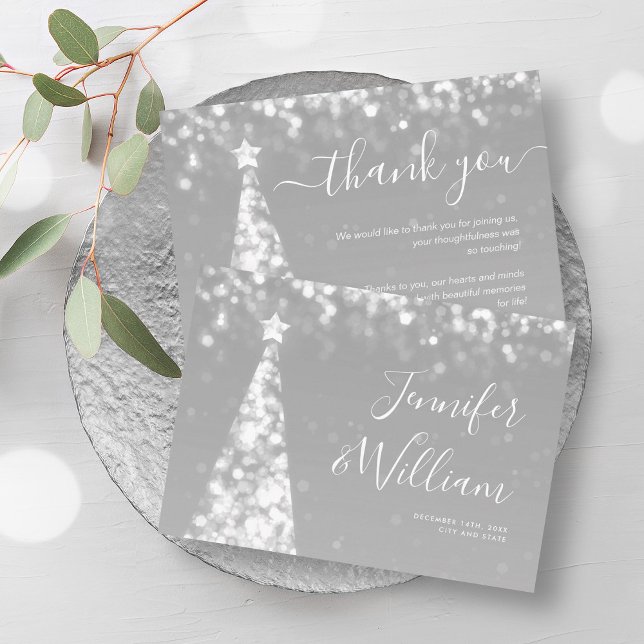 Weihnachts-Weihnachtsbaum Silver Wedding Vielen Da Begleitkarte (Festive Xmas Tree Silver Wedding Thank You Enclosure Card)