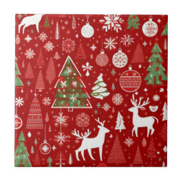 Weihnachts Weihnachtsbäume Schneeflocke Fliese