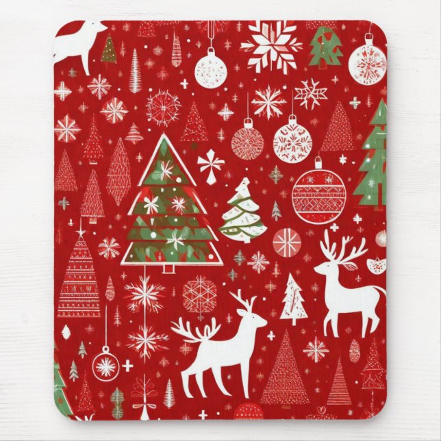 Weihnachts Weihnachtsbäume Schneeflocke Mousepad (Vorne)