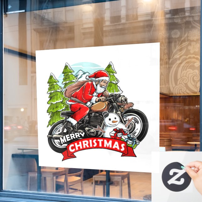 Weihnachts-Weihnachtsbiker-Fenster Fensteraufkleber (Café-Fenster)