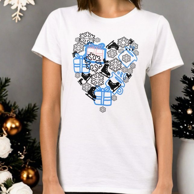 Weihnachts-Weihnachtsdoodle-Monogramm-Schnee im He T-Shirt (Von Creator hochgeladen)