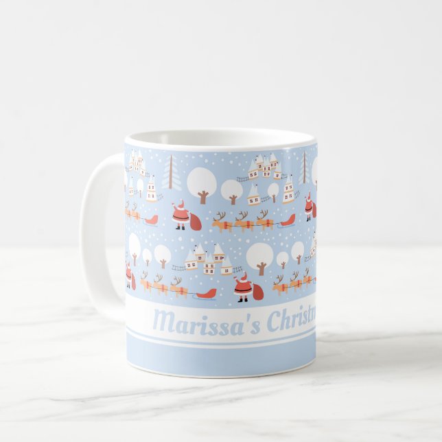Weihnachts-Weihnachtsdorf und Fun Rentier Kaffeetasse (Vorderseite Links)