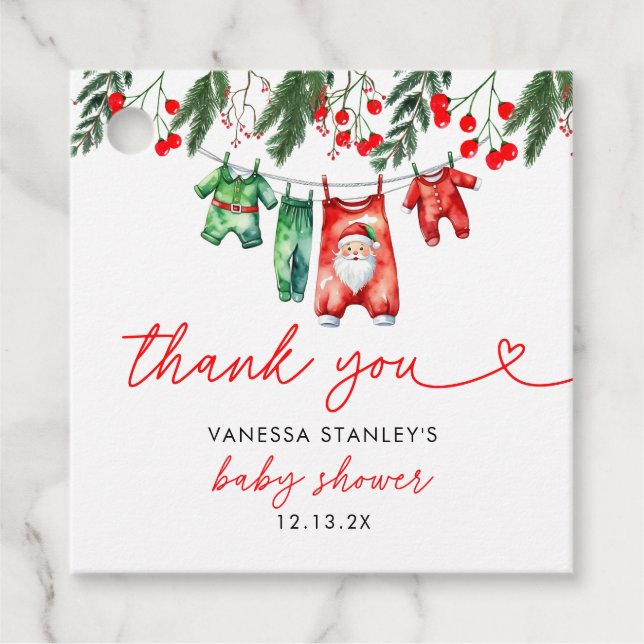 Weihnachts-Weihnachtsdusche Danke Geschenkanhänger (Vorderseite)