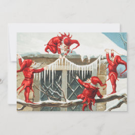 Weihnachts-Weihnachtselfen dekorieren ihre Zuhause Feiertagskarte