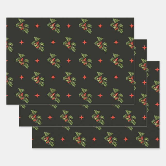 Weihnachts-Weihnachtsfeier Blätter und Sternenmust (Set)