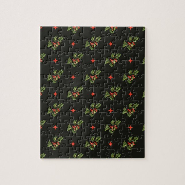 Weihnachts-Weihnachtsfeier Blätter und Sternenmust Puzzle (Vertikal)