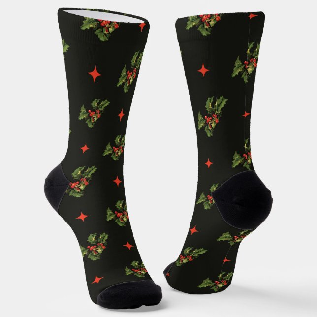 Weihnachts-Weihnachtsfeier Blätter und Sternenmust Socken (Gewinkelt)