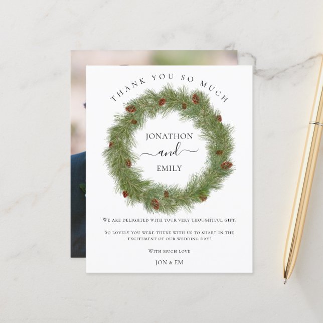 Weihnachts-Weihnachtsfeier Cone Hochzeit Danke (Vorderseite/Rückseite Beispiel)