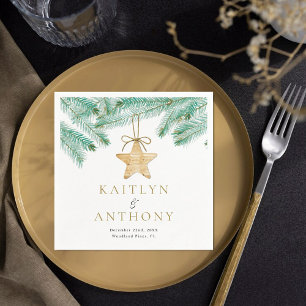 Weihnachts-Weihnachtsfeier mit Aquarellkiefern Serviette