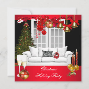 Weihnachts Weihnachtsfeier Rote weiße Bälle Einladung