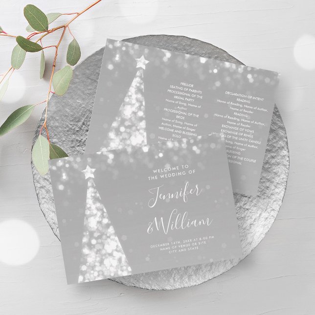 Weihnachts-Weihnachtsfeiertag Einladung (Festive Xmas Tree Silver Wedding Program)