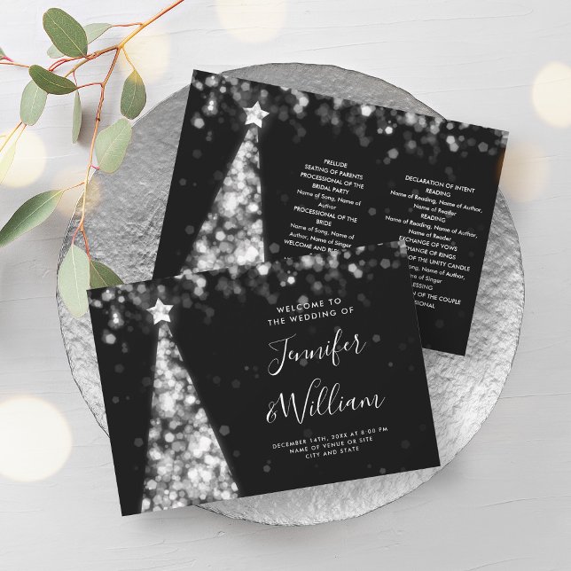 Weihnachts-Weihnachtsfeiertag Einladung (Festive Xmas Tree Silver Wedding Program)
