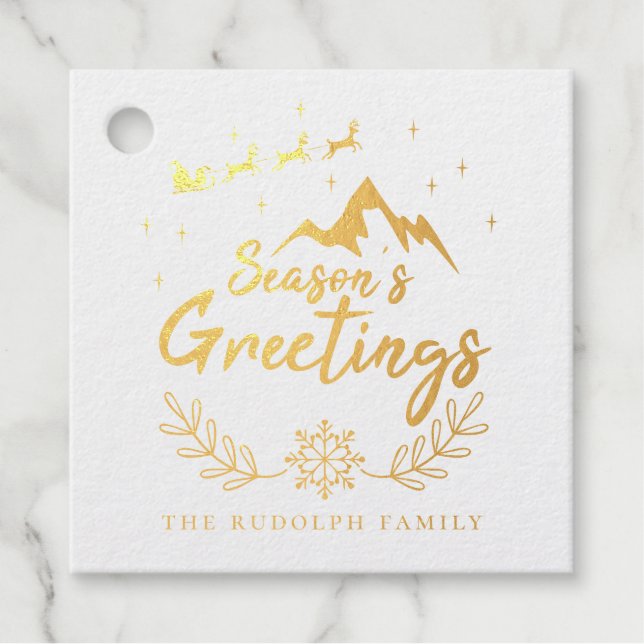 Weihnachts-Weihnachtsfeiertage Berglandschaft Geschenkanhänger (Vorderseite)