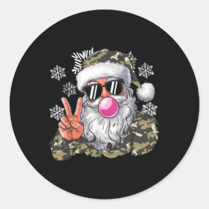Weihnachts-Weihnachtsfeiertage Camouflage Santa He Runder Aufkleber
