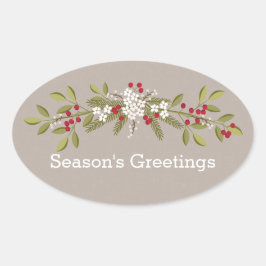 Weihnachts-Weihnachtsfeiertage in Garland Ovaler Aufkleber