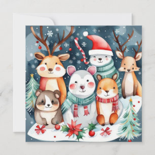 Weihnachts-Weihnachtsfeiertage - niedliche Tiere Einladung