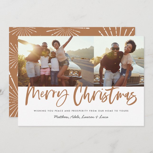 Weihnachts-Weihnachtsfest 2 Foto Urlaub Feiertagskarte (Vorne/Hinten)