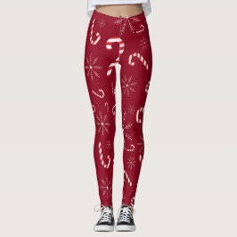 Weihnachts-Weihnachtsfest Candy Cane Schneeflocken Leggings