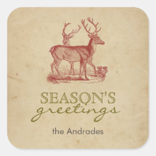 Weihnachts Weihnachtsfest Rustikal Quadratischer Aufkleber