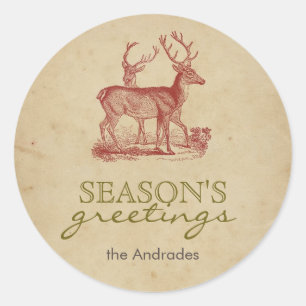 Weihnachts Weihnachtsfest Rustikal Runder Aufkleber