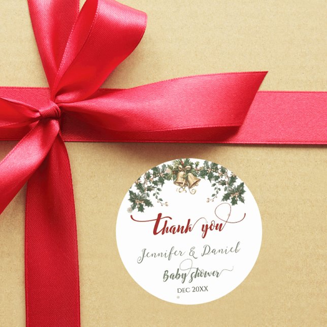 Weihnachts-Weihnachtsfest Winter Red Green Baby Du Runder Aufkleber (Von Creator hochgeladen)