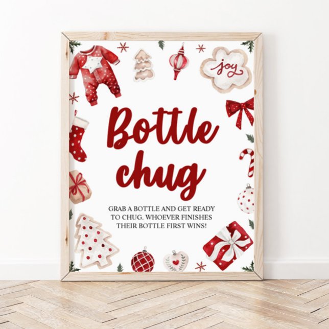 Weihnachts-Weihnachtsflasche Babyduschenschild Poster (Von Creator hochgeladen)