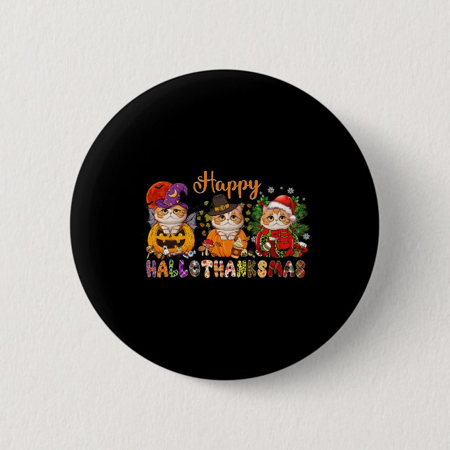 Weihnachts-Weihnachtsgeschenk für Katzen Halloween Button (Vorderseite)