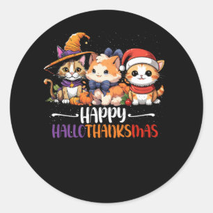 Weihnachts-Weihnachtsgeschenk für Katzen Halloween Runder Aufkleber