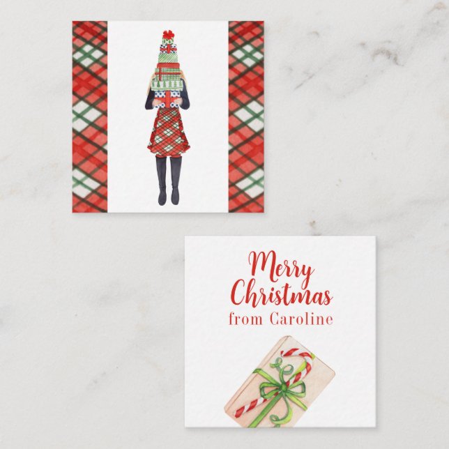 Weihnachts-Weihnachtsgeschenk für Wasserfarben Mitteilungskarte (Vorne/Hinten)