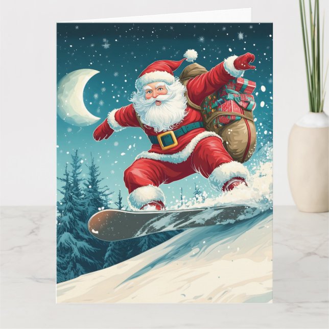 Weihnachts-Weihnachtsgeschenke auf Snowboard Karte (Vorderseite)