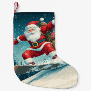 Weihnachts-Weihnachtsgeschenke auf Snowboard Kleiner Weihnachtsstrumpf