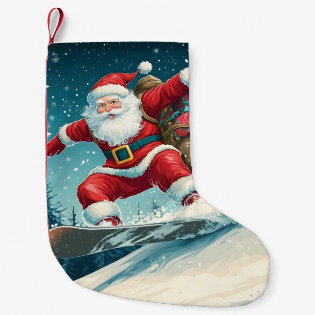 Weihnachts-Weihnachtsgeschenke auf Snowboard Kleiner Weihnachtsstrumpf (Vorderseite)