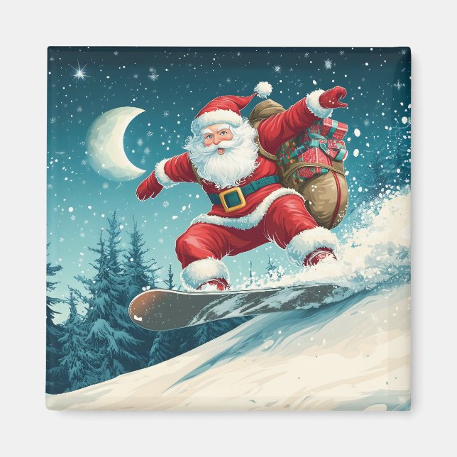 Weihnachts-Weihnachtsgeschenke auf Snowboard Magnet (Vorne)