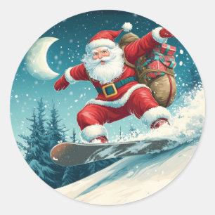 Weihnachts-Weihnachtsgeschenke auf Snowboard Runder Aufkleber