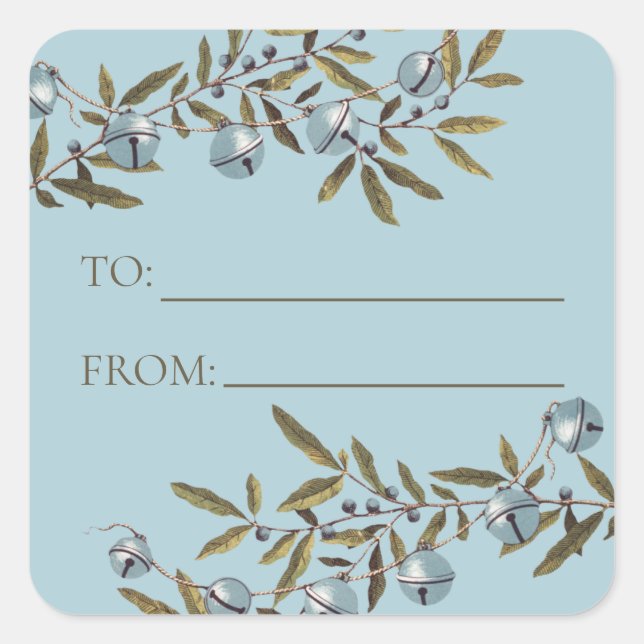 Weihnachts Weihnachtsglocken Botanische Tags Quadratischer Aufkleber (Vorderseite)