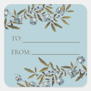 Weihnachts Weihnachtsglocken Botanische Tags Quadratischer Aufkleber