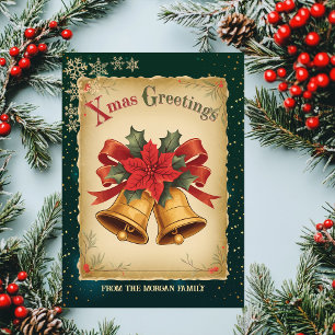 Weihnachts-Weihnachtsglocken Green Holiday Card Feiertagskarte