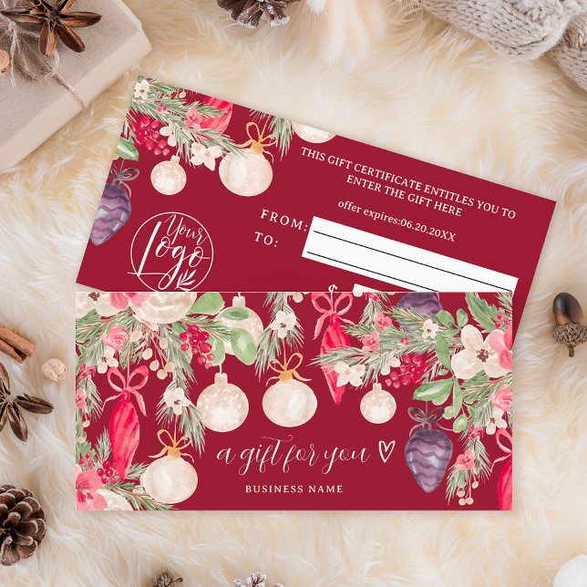 Weihnachts-Weihnachtsgotteschein (Festive winter Christmas logo gift certificate on red)