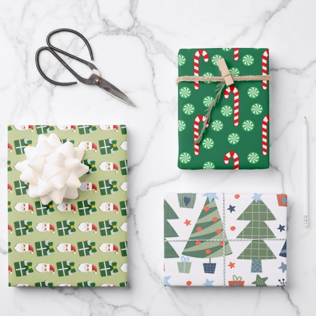 Weihnachts-Weihnachtsgrün Geschenkpapier Set (Vorderseite)