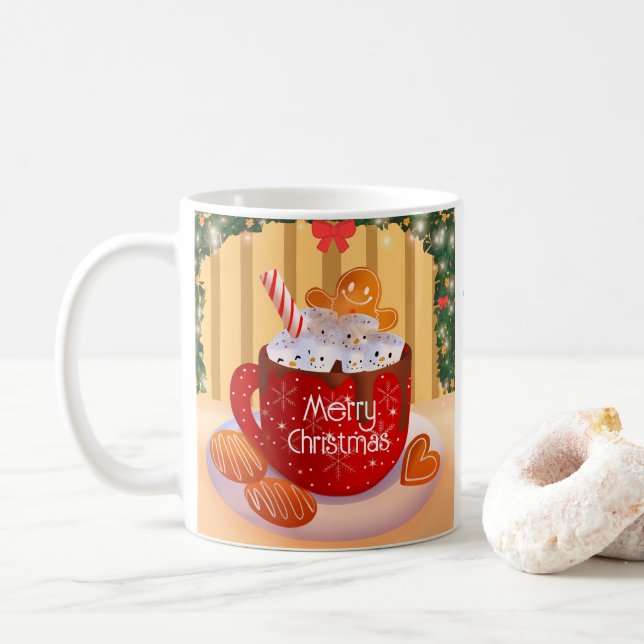 Weihnachts-Weihnachtskalender Kaffeetasse (Mit Donut)