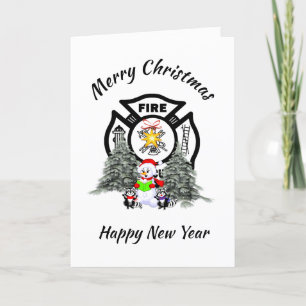 Weihnachts-Weihnachtskarte des Feuerwehrmanns Feiertagskarte