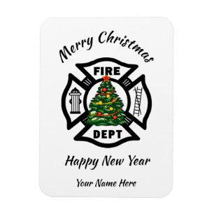 Weihnachts-Weihnachtskarte des Feuerwehrmanns Magnet