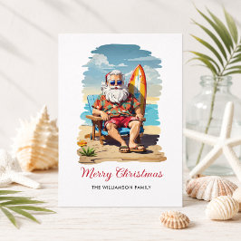 Weihnachts-Weihnachtskarte für das Surfen in Santa Feiertagspostkarte