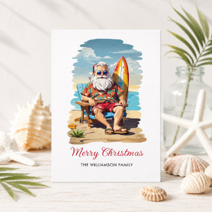 Weihnachts-Weihnachtskarte für das Surfen in Santa Feiertagspostkarte